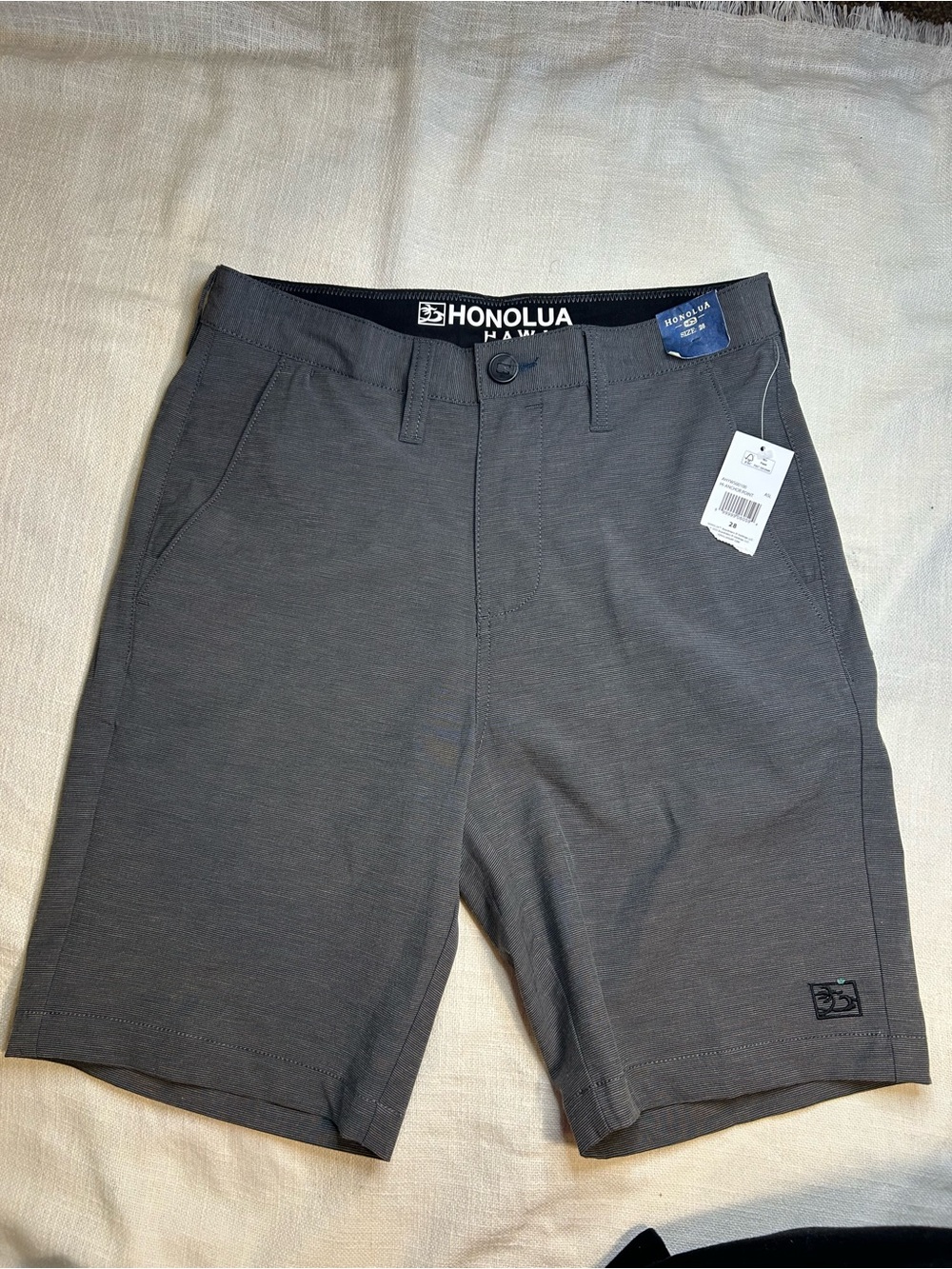 Honolua Men's Gray Chino Shorts 28 in Waist Flat Front Button Slash Pockets